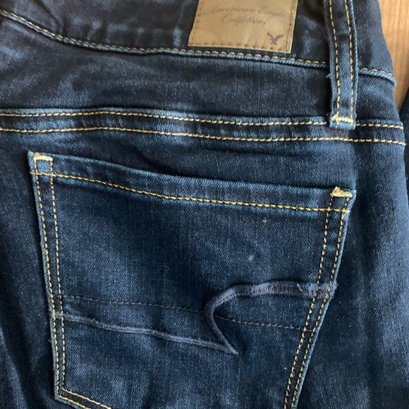 American Eagle Dark Blue Wash Super Stretch Skinny Jeans - Picture 4 of 9